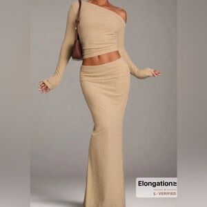Elegant Tan Two Piece Sweater Dress Matching Set
